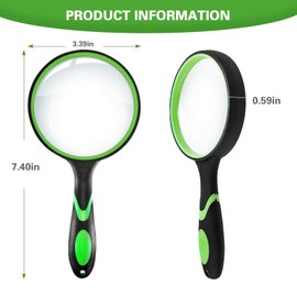 Handheld Magnifying Glass, 10X Magnifying Glass for Reading with Cleaning Cloth, 75MM Magnifying Lens with Non-Slip Soft Handle for Seniors Book Newspaper Reading and Kids Nature Hobby Exploration