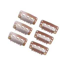 YANTAISIYU 20 Pieces 32mm Hairpieces Snap Clips U Shape Wig Clips for Hair Extensions Making Wig Accessories Set Tools (Light Brown)