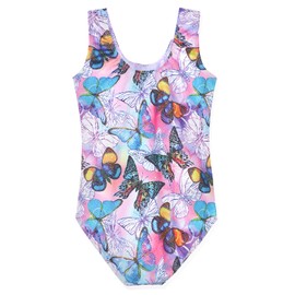 HOZIY - Maillot de gimnasia para niñas y niños pequeños sin mangas para bailar estampado, Una mariposa sin mangas, 3 Años/4 Años