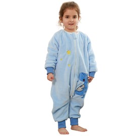 MICHLEY Flannel Baby Sleeping Bag Unisex Pajamas, Long Sleeve Zipper Wearable Sleeping Sack with Legs for Autumn Winter,Dinosaur,4-5years, Size 120
