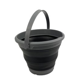SAMMART Collapsible Plastic Bucket - Foldable Round Tub with handle - Pop Up saving (Grey/Black, 5.5L)