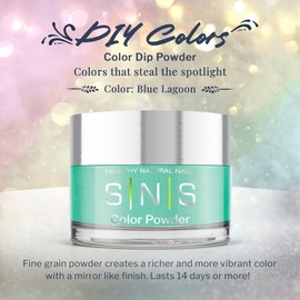 SNS Nail Dip Powder Colors, Gelous Color Dipping Powder - Blue Lagoon (Turquoise Cream) - Long-Lasting Dip Nail Colors for Healthier Nail Beds - Nail Color for Professionals & At-Home DIY - 0.5 oz