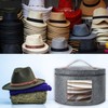 Rierousy Hat Box Round Grey Foldable Hat Storage Boxes Fabric