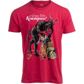 Gruss Vom Krampus! | (Greetings from) Germanic Christmas Demon Unisex T-Shirt, Red, Large