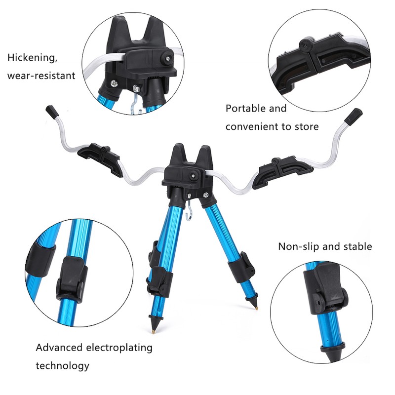 Foldable Multipurpose Fishing Rod Bracket Tripod Beach Long Range Aluminum