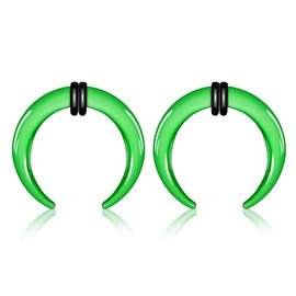 ONESING Septum Pincher Tapers 14G Glass Septum Stretching Kit C Shape Pincher Tapers with O-Rings Horseshoe Septum Rings Ear Cartilage Nose Stretch Kit for Women Men-Green