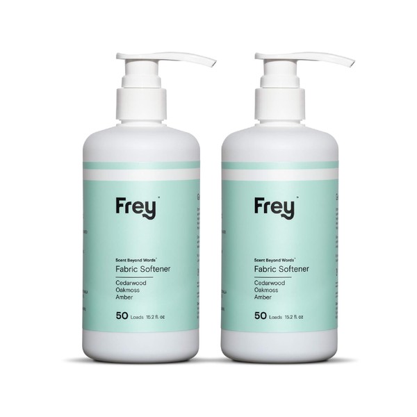 FREY Natural Liquid Fabric Softener & Conditioner | Laundry Softener for Clothing | Works In All Machines + HE | Powered by Natural Ingredients | Cedarwood Oakmoss Amber Fragrance |50 Loads|Pack of 2
