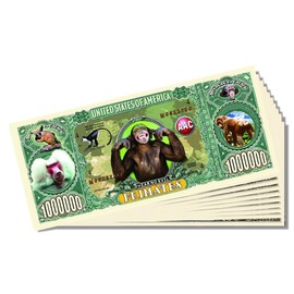 Primates Million Dollar Bill - Set of 25 With 1 Bonus Christopher Columbus Bill