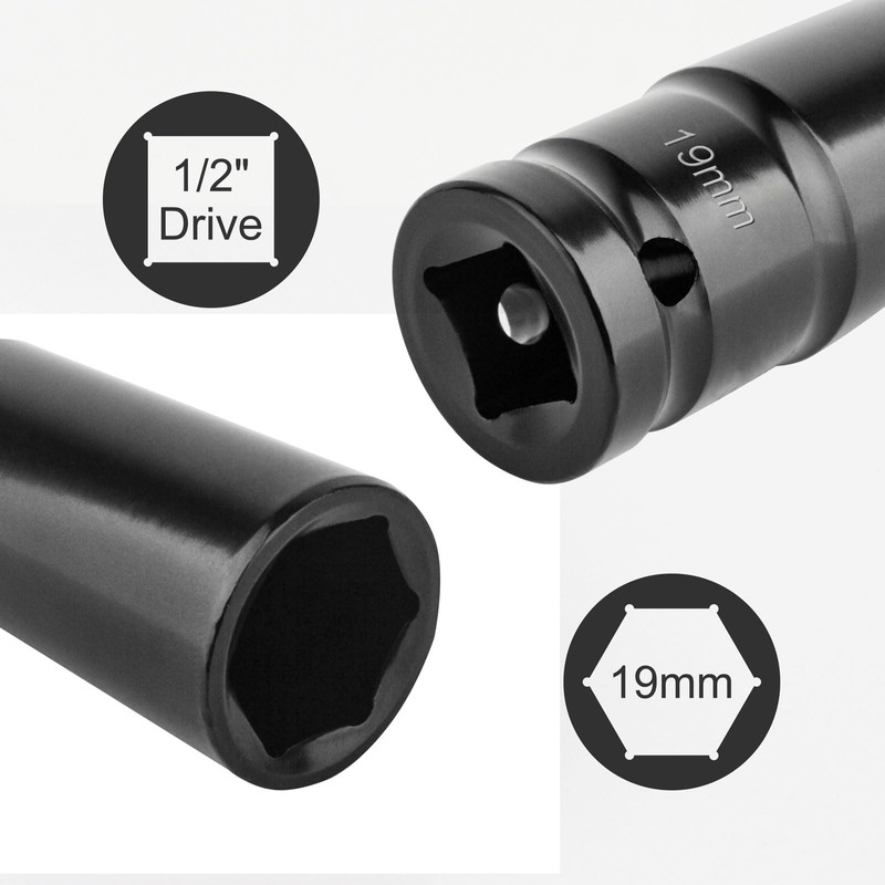 Gunpla 1/2 inch Deep Metric Impact Socket CR-V 19mm Heavy