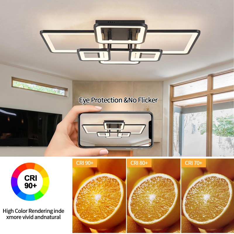 Shine LUEST Modern LED Ceiling Light Fixture Black Kitchen Lighting