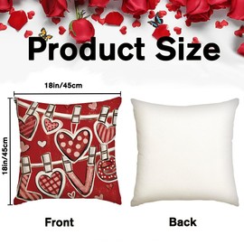 Valentine's Day Throw Pillow Covers Set of 4,Polka Dot Checkered Love Heart Bottle Decor Holiday Farmhouse Cushion Case Decoration for Sofa Couch 18 x 18 Inch