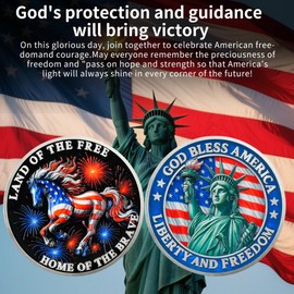 Military Challenge Coins with U.S Flag Horses, Statue of Liberty Army Challenge Coin, Freedom & Hope Veterans Challenge Coin Gift for Commemorating U.S Independence War