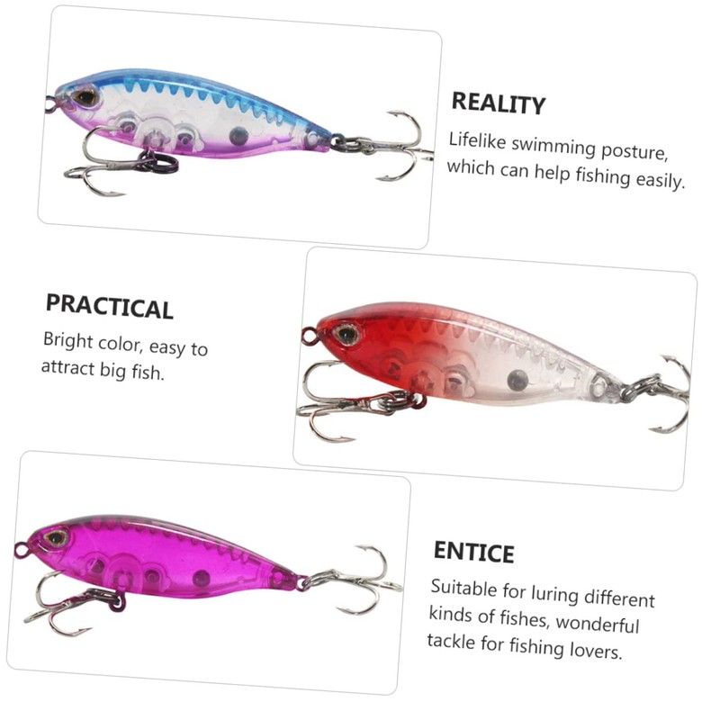 Mipcase 6pcs Imitation Fishing Lure Realistic Floating Baits Built Sound