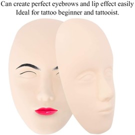 Piel de maquillaje permanente 5D, Cabeza De Maniquí Tatuaje práctica de tatuaje de cabeza de cara 5D Microblading ceja entrenamiento de labios Kits de piel falsa de silicona(#02)