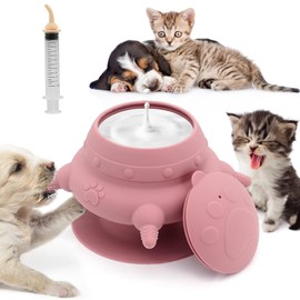 QIUZSE Alimentadores de Cachorros para Cachorros Múltiples 235ml, Tazón de Leche con 4 Tetinas, Biberón para Perros Imita la Ubre. Comederos de Leche de Silicona, para Gatitos y Cachorros.