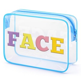 Clear Letter Makeup Bag For Women Christmas Birthday Gifts For Mom Grandma Funny PVC Cosmetic Bag Graduation Gifts For Daughter Sister Retirement Gifts For Colleague Toiletry Bag For Travel(Face）
