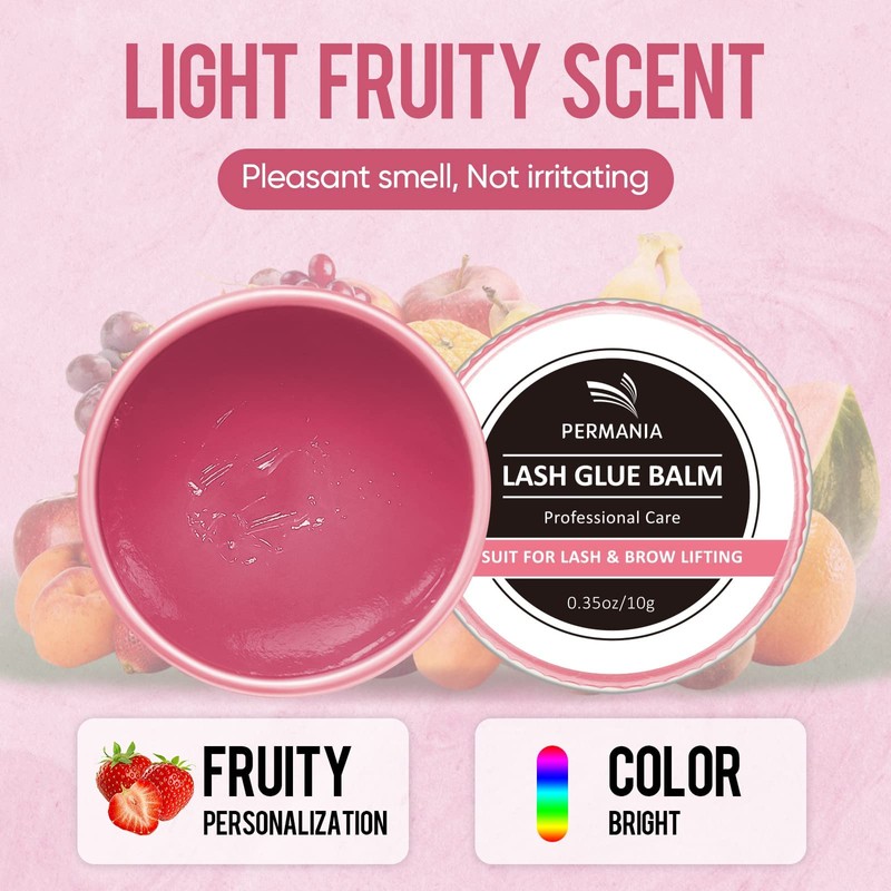 PERMANIA Eyelash Glue, Eyelash Lifting Glue, Eyebrow Glue, Strawberry Flavour,