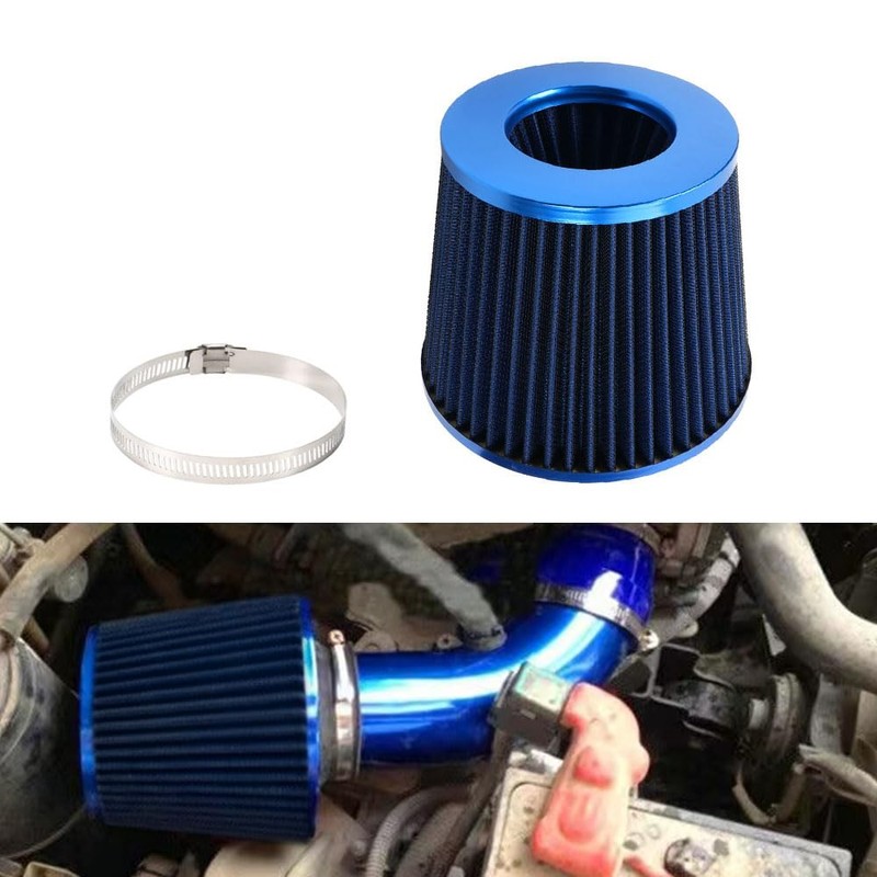 Blue 3" Inlet High Flow Clamp-On Cold Air Intake Filter