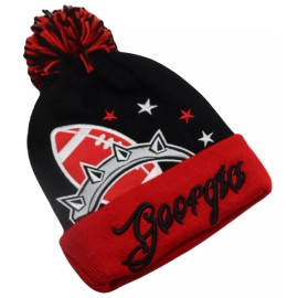 Premium Georgia New Leader Colossal Dog Collar Black Red Era Beanie Knit Hat Cap