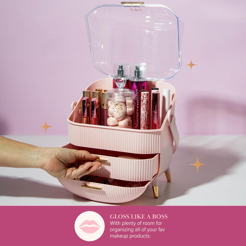 Paris Hilton Makeup Storage Organizer with Lid, Cosmetics and Skincare