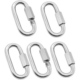 JENSWILL 5 Pack 3/16" Quick Link, M5 Chain Link 304 Stainless Steel D Shape Locking Carabiner Heavy Duty Repair Link Pets Keychain for Outdoor Traveling Equipment Capacity 648lb