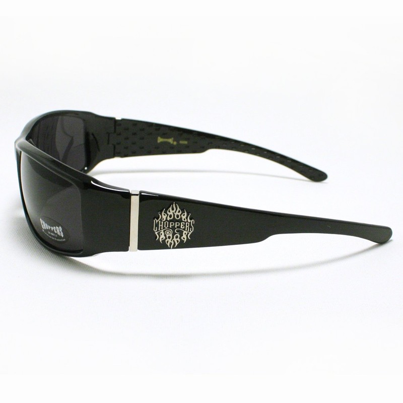 Mens Choppers Sunglasses Biker Motorcycle Logos Flame All Black