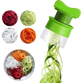 Aczyqws 1 Pack Handheld Spiralizer Vegetable Slicer, Upgrade 4 in 1 Adjustable Spiral Slicer, Veggie Spiral Cutter Pasta Spaghetti Maker for Carrot, Fruit, Cucumber, Potato, Pumpkin, Zucchini, Noodle