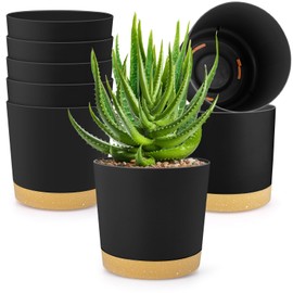 Booson 8 Pcs Plant Pots 8 Inch Planters Flower Pots with Drainage Holes Removable Base Decorative for Outdoor Indoor Garden Planters (Dark Grey)