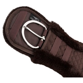 Equinate Classical Western Belt with Synthetic Lambskin - Anatomical Saddle Girth Western Belly Belt 65 70 75 80 85 90 cm Natural Brown Black (80 cm Brown)