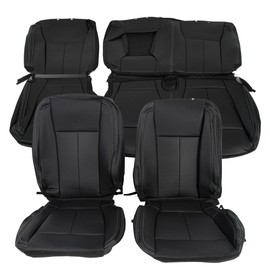 HECASA Seat Covers Front and Rear Compatible with 2015-2020 Ford F150 Super Crew Black Synthetic Leather
