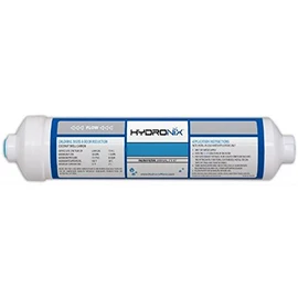 Hydronix ICF-2512 Inline Reverse Osmosis Post, Fridge & Ice Coconut GAC Water Filter 2.5 x 12, 3500 Gal, 1/4" NPT Ports