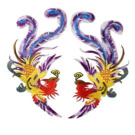 Colorful Sequin Phoenix Bird Embroidered Patches Applique Sew Iron Embroidery Patch for Wedding Gown Bridal Party Dress DIY Clothes Decor Crafts (purple)
