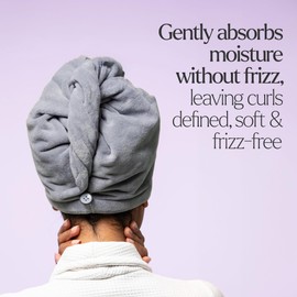 Only Curls Microfibre Hair Towel - Grey | Lightweight, Quick-Dry, Frizz-Reducing Towel for Curly Hair | Ultra-Soft, Gentle, and Curl-Defining for All Curl Types
