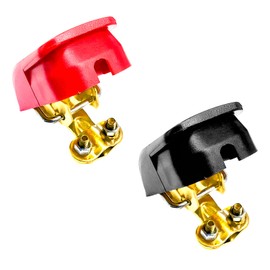 KVAEY Quick Release Connectors Battery Terminal Clamp, Quick Disconnect Top Post Terminal Clamps with Cover, Positive Negative Lifting Battery Terminal Clamp Connector for Vehicles (Gold Plating)