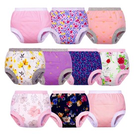 BIG ELEPHANT Baby Girls Training Underwear, Toddler Cotton Potty Training Pants Soft Absorbent, 5-6Y