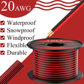 THLY 20 Gauge Wire, Pure Copper Wire 120FT 2 Conductor 20 AWG Red Black Low Voltage Wire 12V/24V DC Cable LED Strips Extension Wire for Landscape Marine Car Speaker Hookup Wire