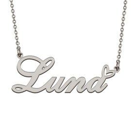 HUAN XUN Customized Luna Name Necklace Silver Personlized Stainless Steeel Jewelry Gifts for Women Mother