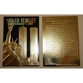 World Trade Center 9/11 First Anniversary 2002 Black Gold Card Sculptured NM-MT