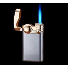 NIVEK Blue Flame Jet Torch Lighter, Rocker Arm Refillable Lighter, Gifts for Men with Box, Classic Elegant Styling (Silver)