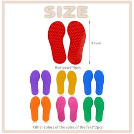 Eowppue 16pcs Colorful Footprint Shaped Non Slip Rubber Carpet Markers for Kids Classroom Physical Education Learning Craft Supplies