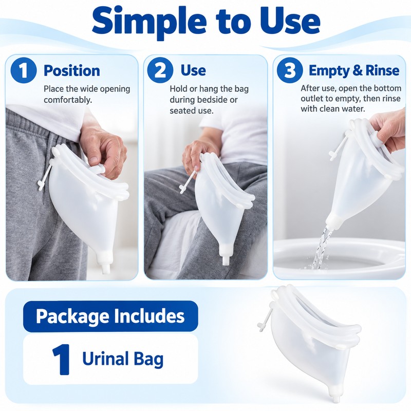 1000mL Portable Urine Collection Bag for Men – Reusable Urinal