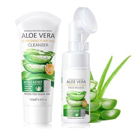 Set De 2 Limpiadores Faciales Con Aloe Vera, Espuma Hidratante Con Cepillo, Limpieza Profunda Diaria, Control De Grasa De Larga Duración, Limpiador Fa
