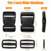 4 Pack 2 Inch Side Release Buckles with 8 Tri-Glide