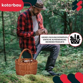 KOTARBAU Shopping Basket - Storage Basket - Braided Basket - Diameter 30 cm - Mushroom Basket - Basket for Fruit - Picnic Basket - Natural Colour - Wicker Basket with Handle