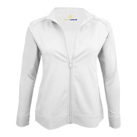 Natural Uniforms Women's Ultra Soft Front Zip Warm-Up Scrub Jacket (White, Small)