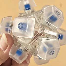Transparent spherical clicker keychain illuminated luminous clicker sensory play portable stress relief 12-hole LED keycap ball / 투명 구형 딸깍이 열쇠고리 조명 발광 클리커 감각 놀이 휴대용 스트레스 해소 12구 led키캡볼