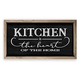 Kitchen The Heart Of The Home Framed Black Wood Rustic Style Wall Décor Sign 18x36