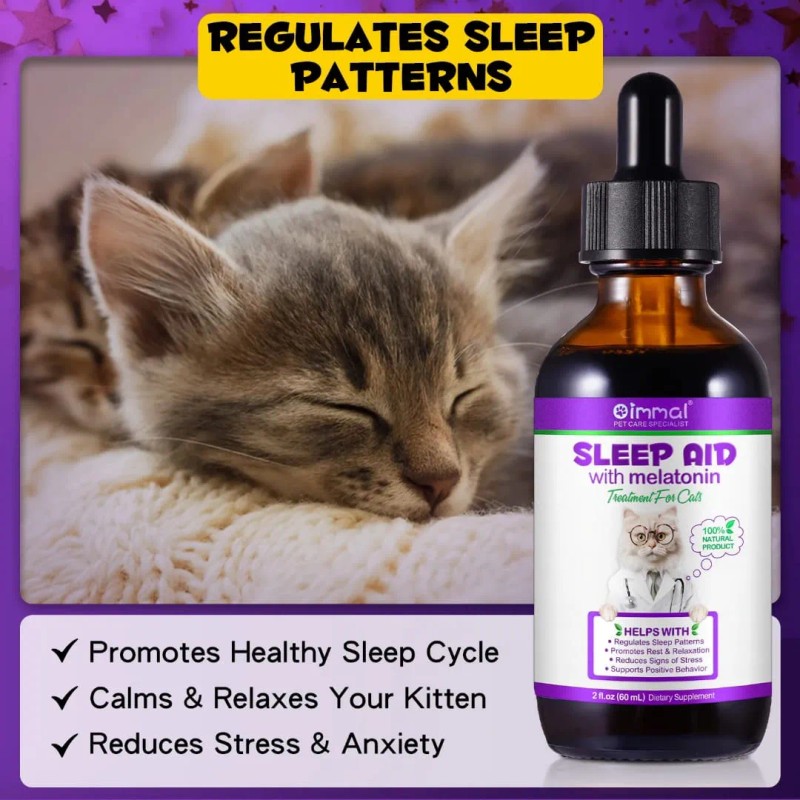 Suplemento Gato Con Melatonina Valeriana Para Sueño Y Estrés