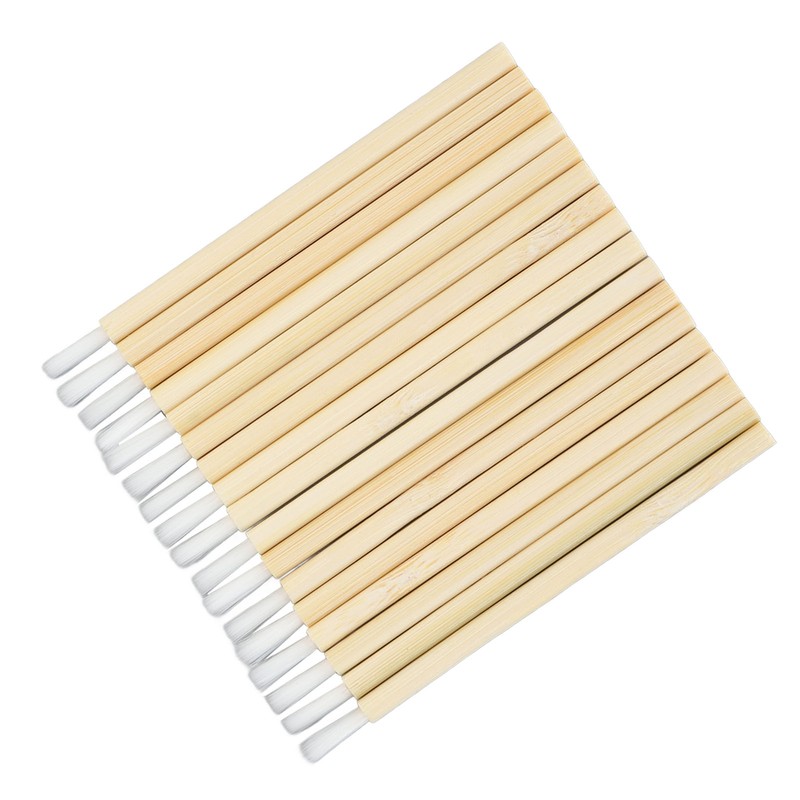 100pcs Disposable Lip Brush Nylon Fiber Bamboo Handle Lipstick Brush