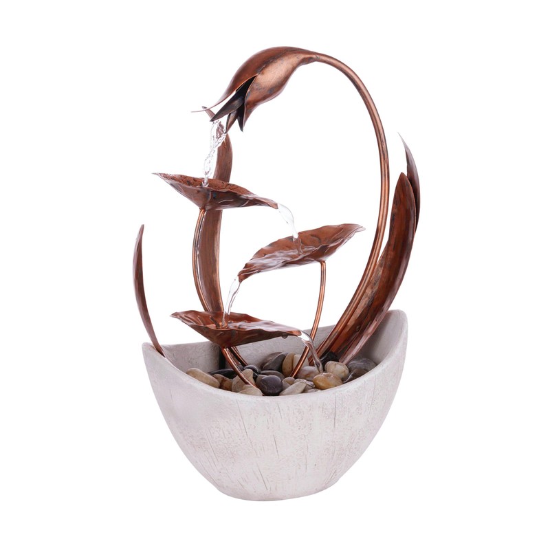 Alpine Corporation ZEN918 Indoor Tabletop Multi-Tiered Metal Falling Leaves Water